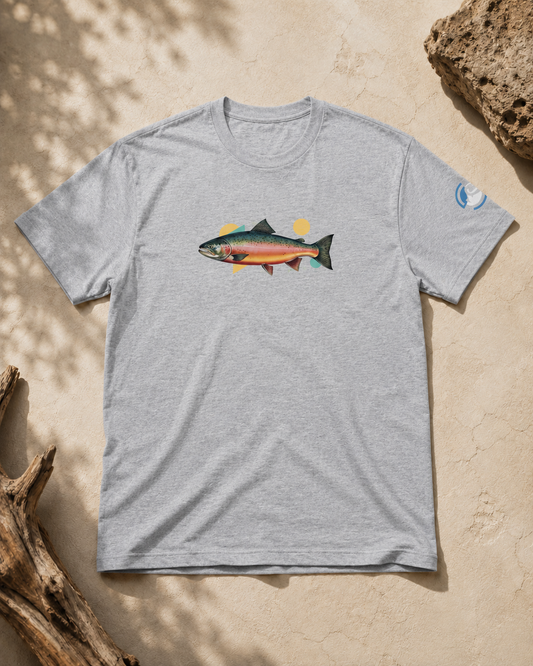 Salmon Run Fishing T-Shirt – Geometric Fish Art Tee