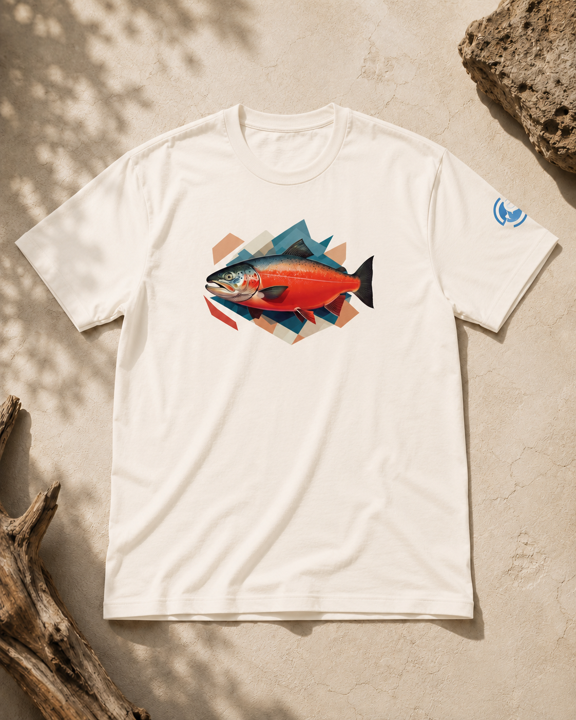 Salmon Fishing T-Shirt – Geometric Salmon Art Tee