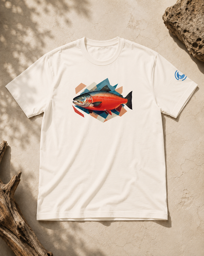 Salmon Fishing T-Shirt – Geometric Salmon Art Tee