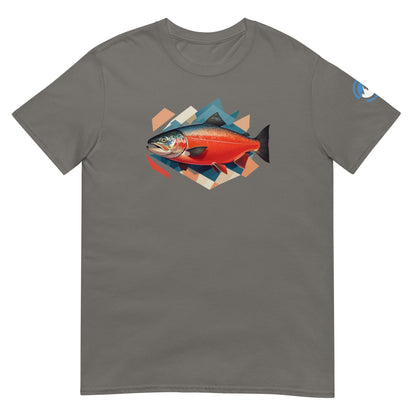 Salmon Fishing T-Shirt – Geometric Salmon Art Tee