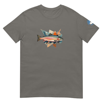 Salmon Run Fishing T-Shirt – Geometric Fish Art Tee