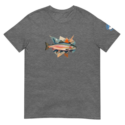 Salmon Run Fishing T-Shirt – Geometric Fish Art Tee