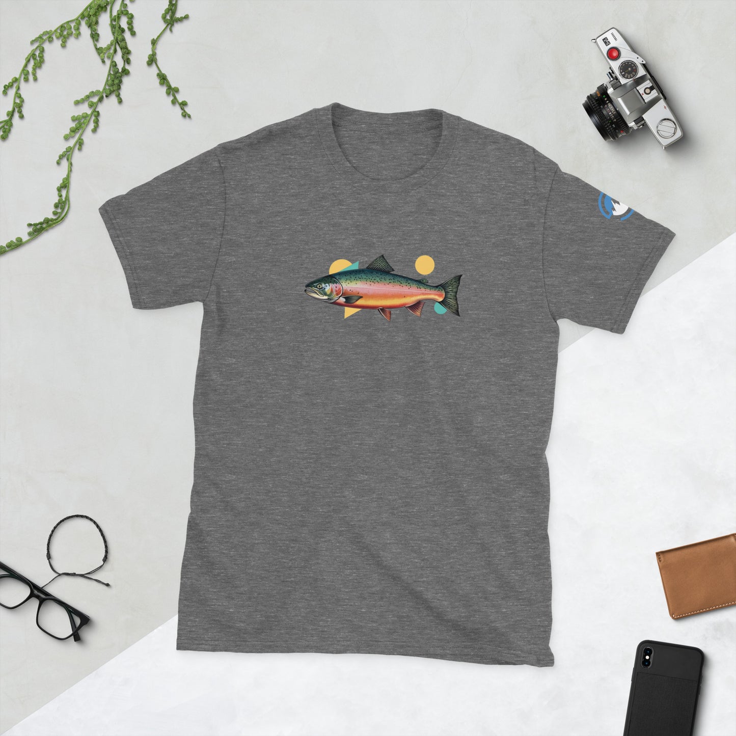 Salmon Fly Fishing T-Shirt – Geometric Fish Art Tee