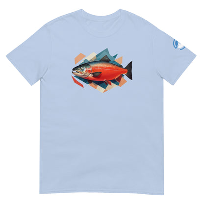 Salmon Fishing T-Shirt – Geometric Salmon Art Tee
