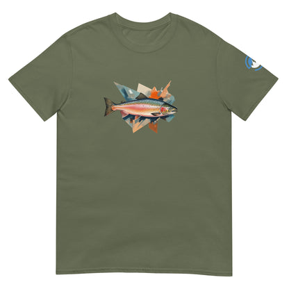 Salmon Run Fishing T-Shirt – Geometric Fish Art Tee