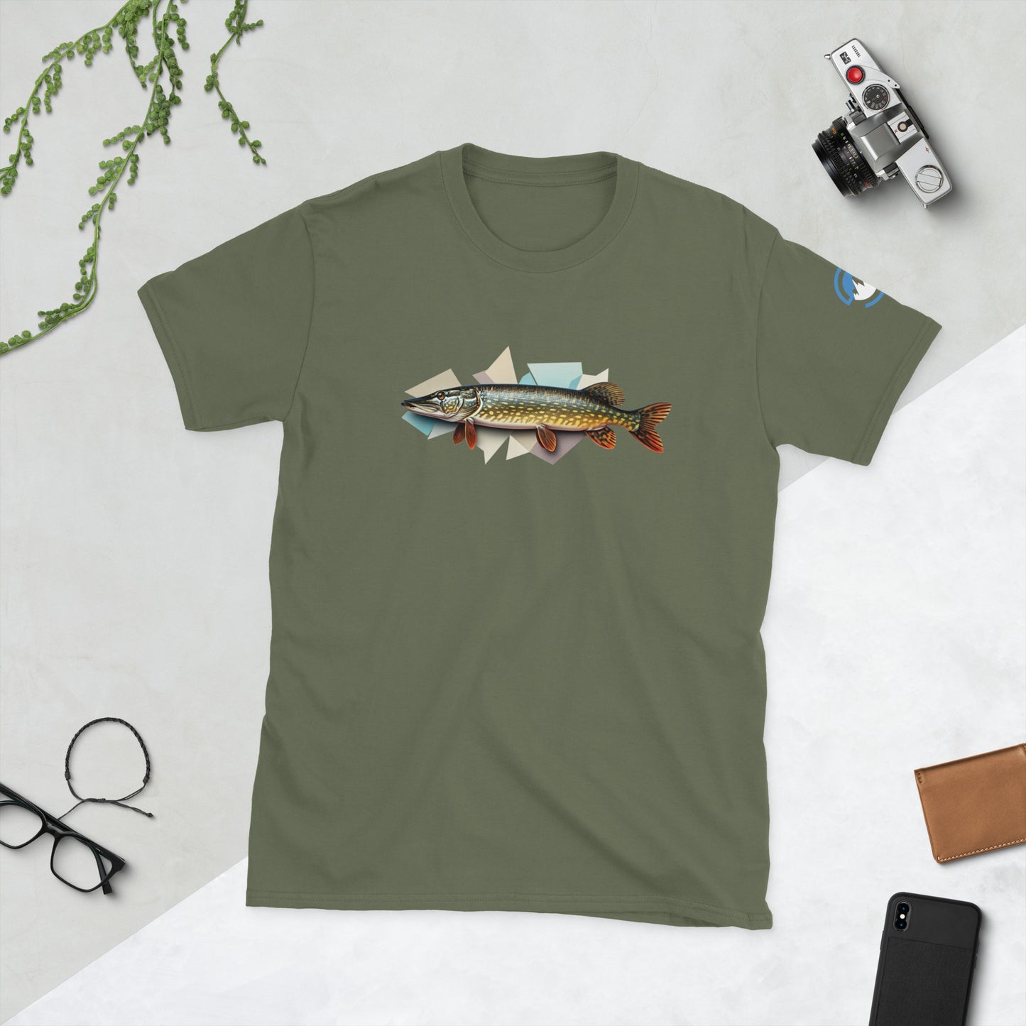 Pike Fishing T-Shirt – Geometric Northern Pike Tee