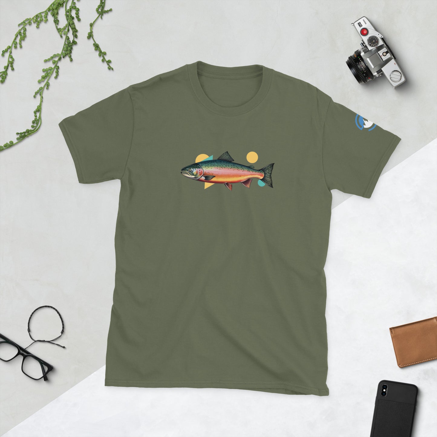 Salmon Fly Fishing T-Shirt – Geometric Fish Art Tee