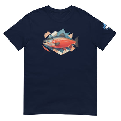 Salmon Fishing T-Shirt – Geometric Salmon Art Tee