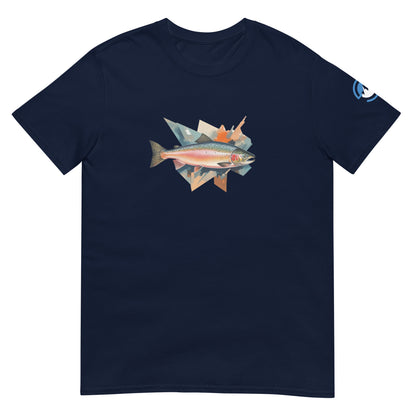 Salmon Run Fishing T-Shirt – Geometric Fish Art Tee