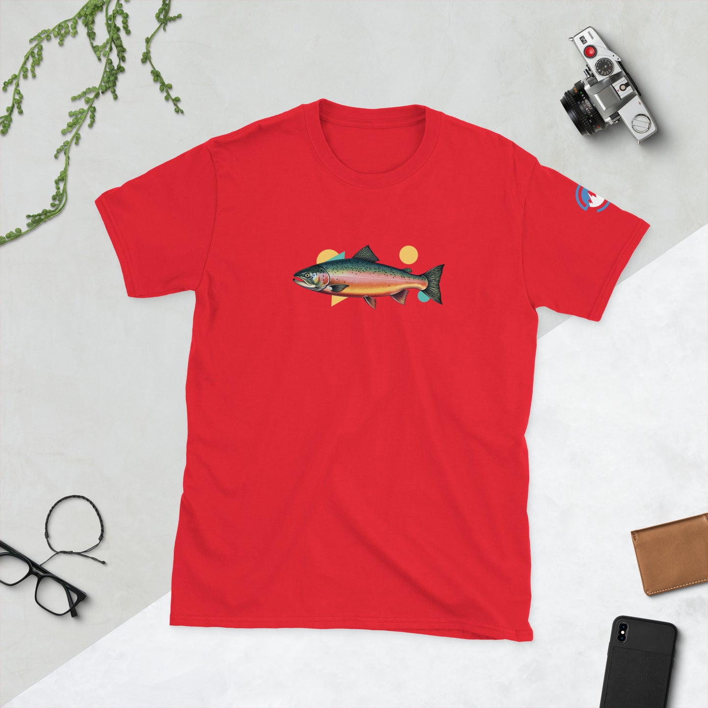 Salmon Fly Fishing T-Shirt – Geometric Fish Art Tee
