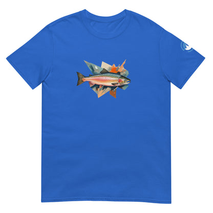 Salmon Run Fishing T-Shirt – Geometric Fish Art Tee