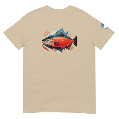 Salmon Fishing T-Shirt – Geometric Salmon Art Tee