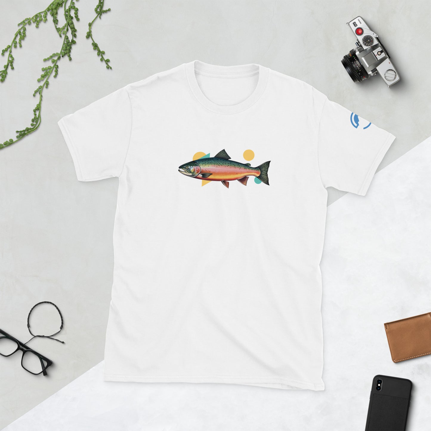 Salmon Fly Fishing T-Shirt – Geometric Fish Art Tee